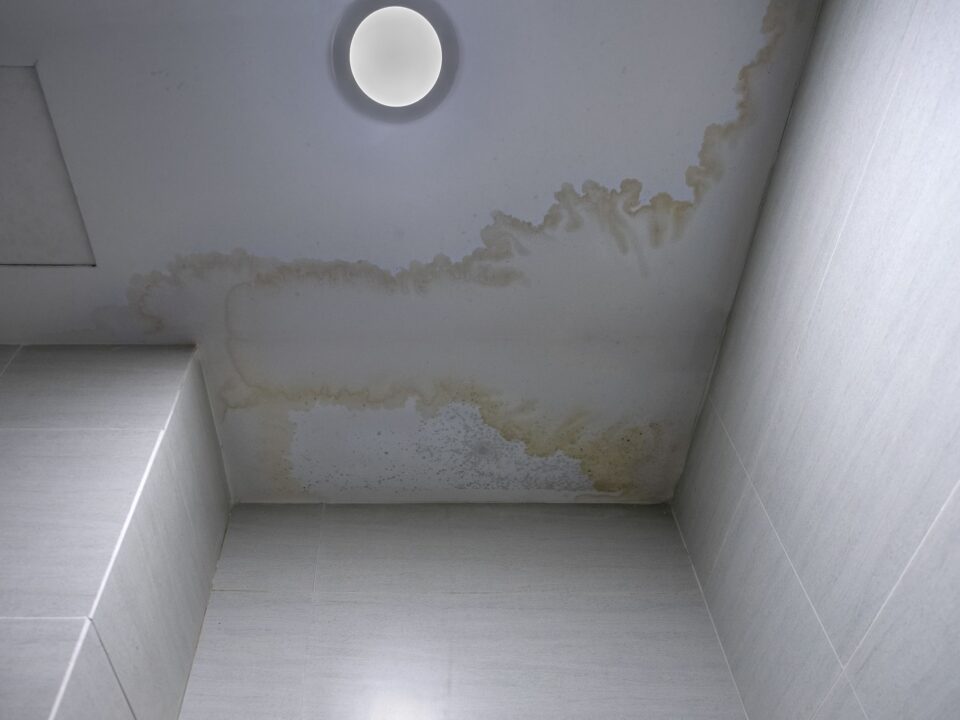 Water staining on a bathroom ceiling