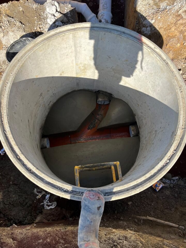 Wastewater manhole installed below ground